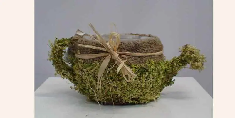 Кашпо плетеное (трава, лен)