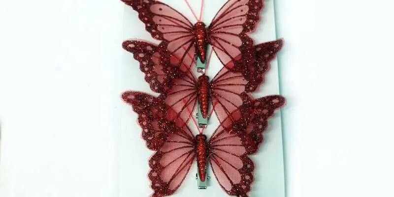 Бабочка на клипе (ткань) 12см