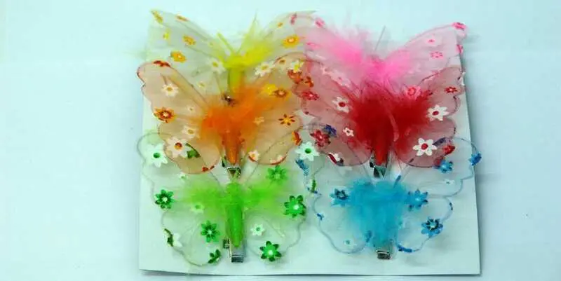 Бабочка на клипе (ткань) 80мм 